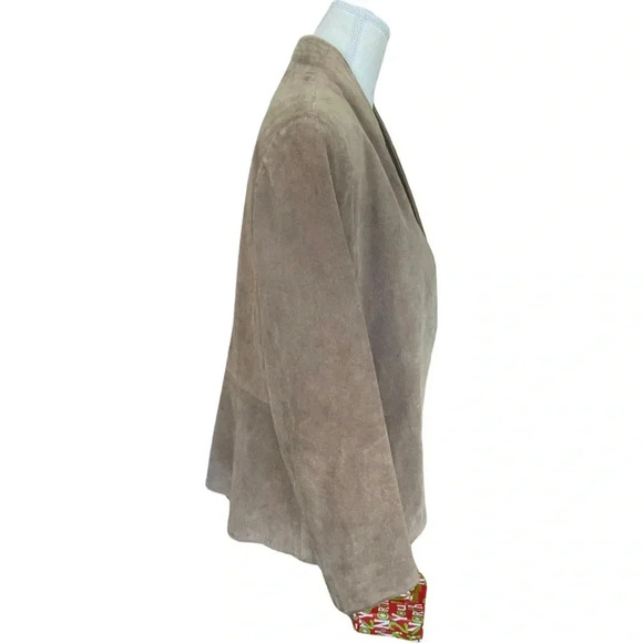 Vintage leather suede tan jordache open front blazer jacket - Picture 4 of 12